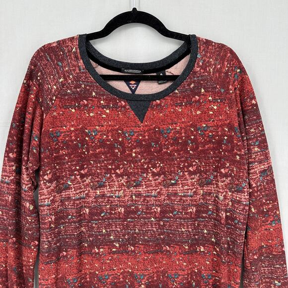 Maison Scotch Soda Top Medium Womens Red Gold Artsy Abstract Sweatshirt - Picture 6 of 9